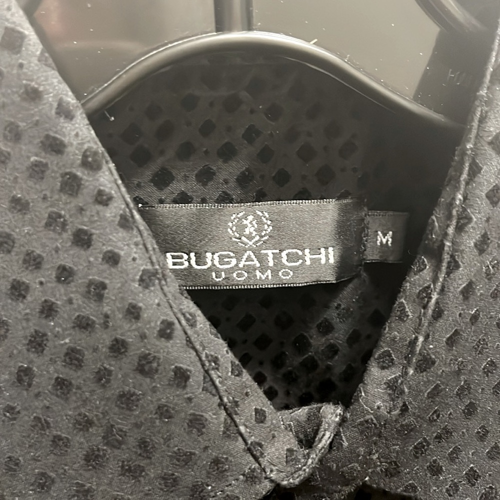Black button down with a Swiss dot design. Collar stays included. Worn once. - Picture 2 of 5